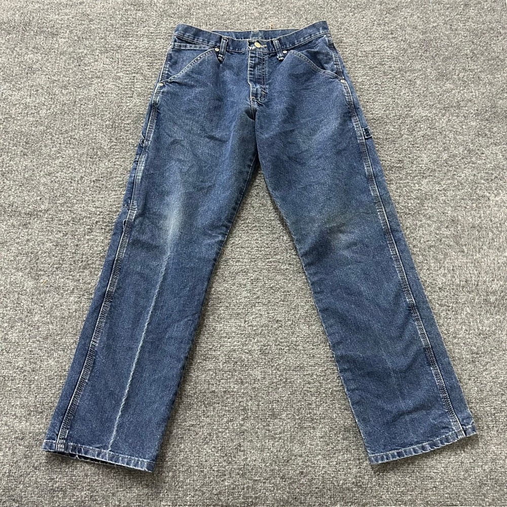 Wrangler Carpenter Jeans Mens Size 29x30 Blue Dark Wash Utility Denim Workwear